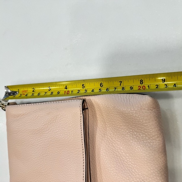 Tory Burch Thea Pebbled Leather Fold Over Crossbody/Clutch W/ Tassel Blush Pink - Picture 15 of 16